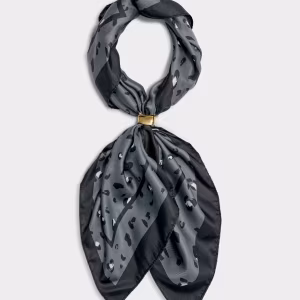 Leopard Satin Multiway Scarf in Navy and Black