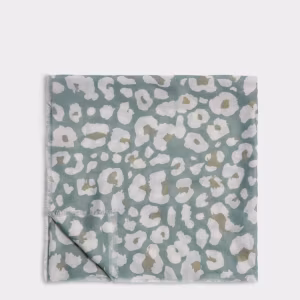 Abstract Floral Printed Scarf in Grey and Taupe