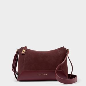 Charlbury Suedette Crossbody Bag in Cherry