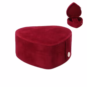 Velvet Jewellery Box 11cm - Ruby Heart