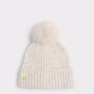 Sequin Soft Knit Hat in Off White