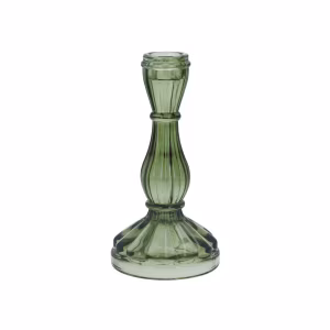 Hourglass Candlestick 16.5cm - Green