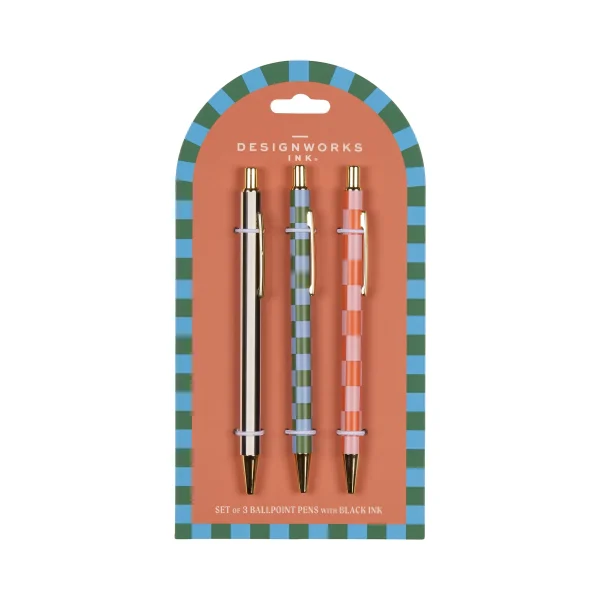 A Dopo Set of 3 Pens - Stripes Checks